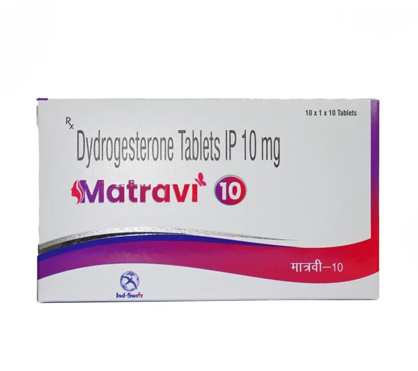 Matravi 10 mg Dydrogesterone Tablet by Ind-Swift – Synthetic progesterone for infertility, miscarriage prevention, and menstrual regulation