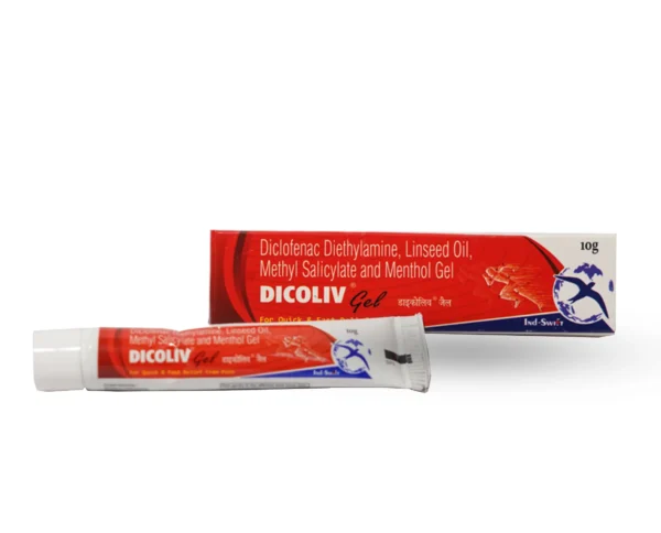 Dicoliv Diclofenac Pain Relief Gel – 10gm Tube | Ind-Swift