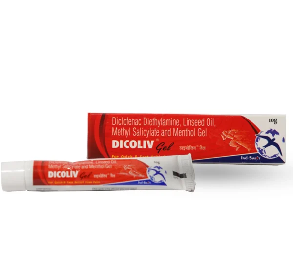 Dicoliv Diclofenac Pain Relief Gel – 10gm Tube | Ind-Swift