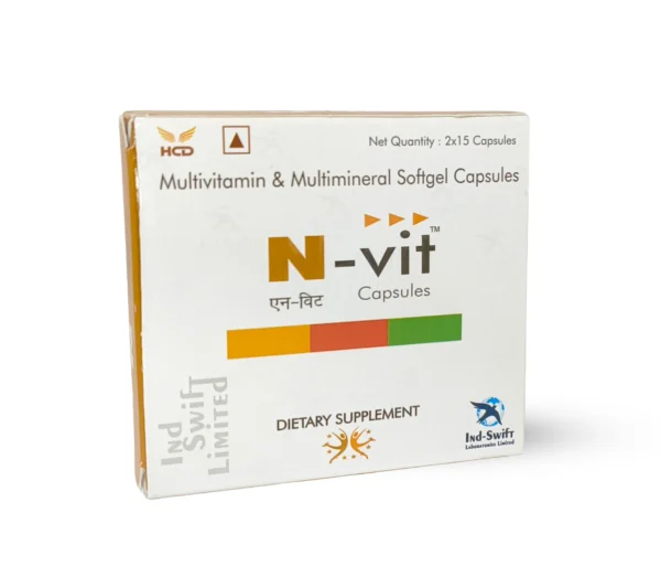 N Vit Cab multivitamin softgel capsules pack for daily energy and immunity support